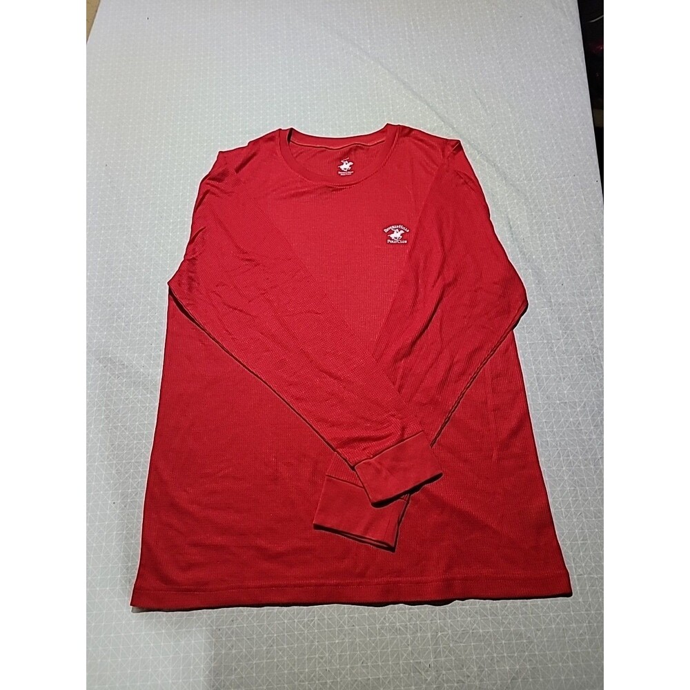 Beverly Hills Polo Club Shirt Loungewear Long Sleeve Crew Neck Red Mens Large